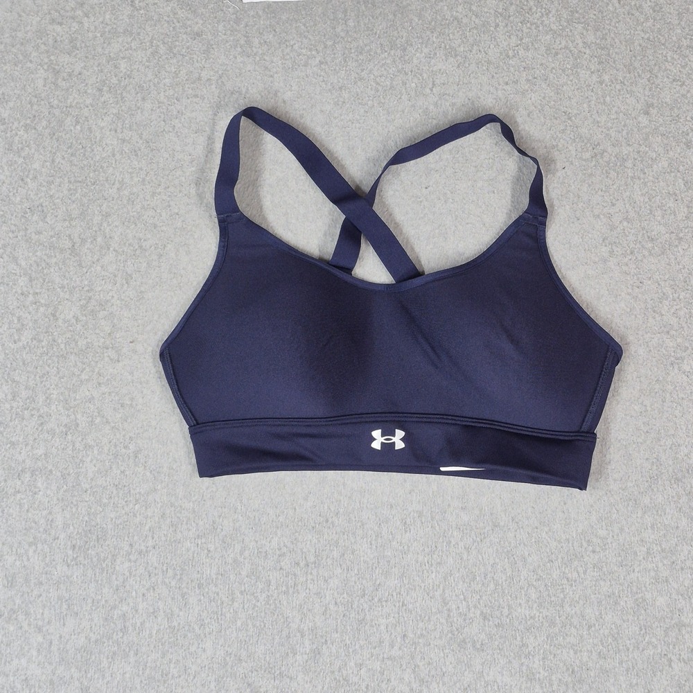 Under Armour Women Sports Bra Small Navy Wireless Racerback Pullover